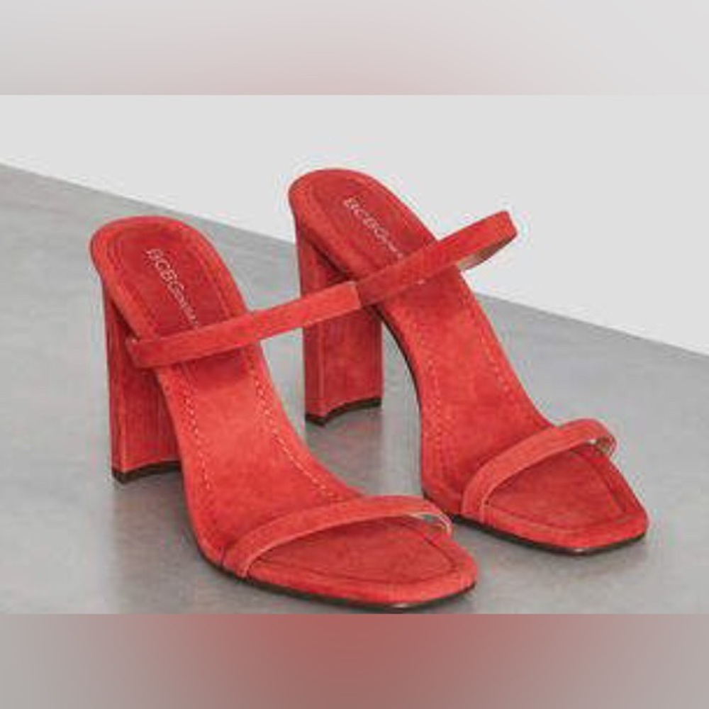 BCBGeneration ‘Whitney’ Suede Heeled Sandal Coral | Size 8